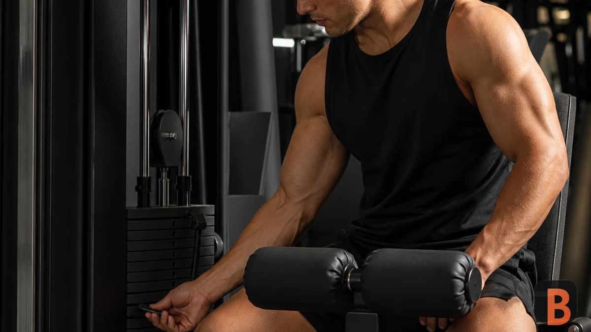 Athlete adjusts a stable machine before completing a drop set