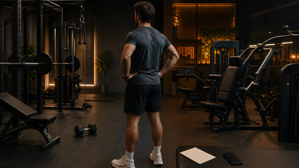 Atleta eligiendo entre una zona de cuerpo completo y máquinas para una sesión dividida